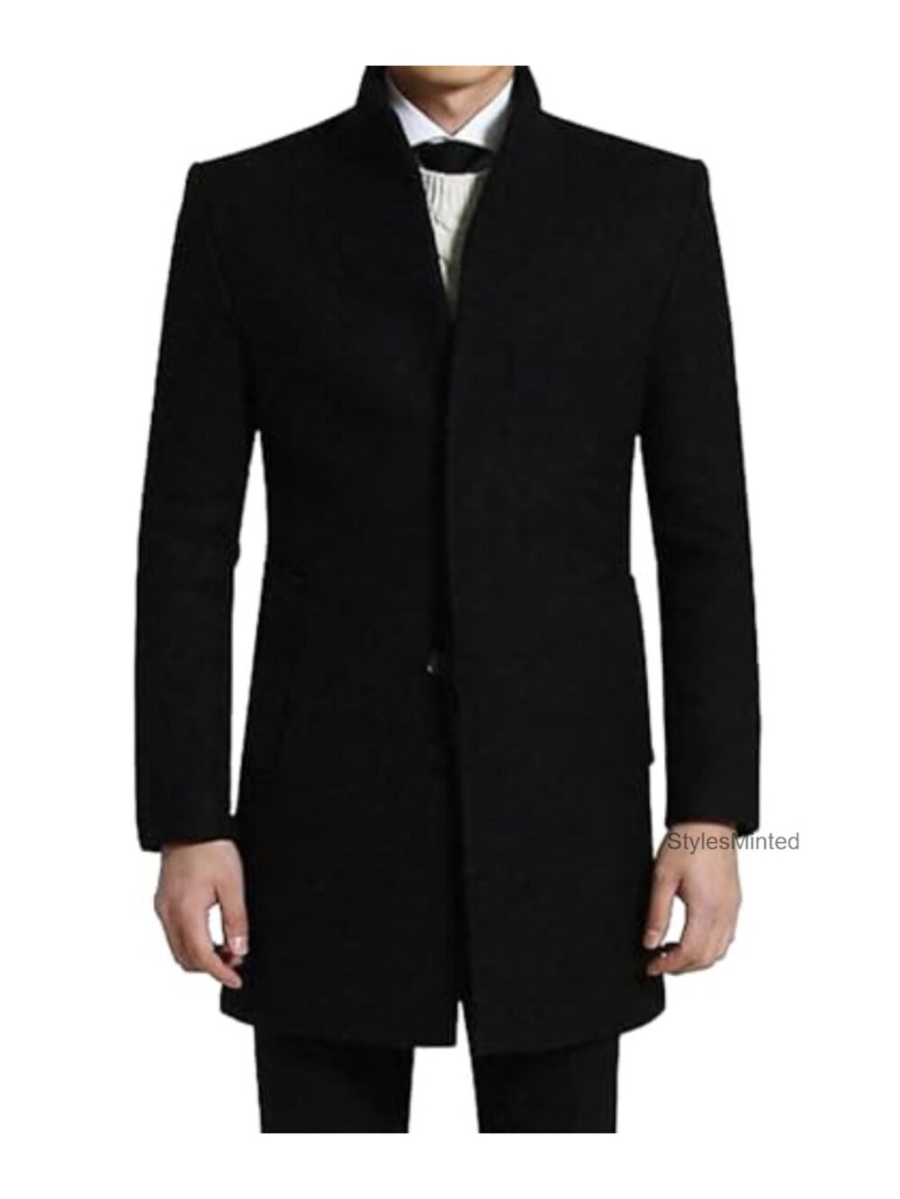 Men's Wool Blend Peacoat Long Trench Coat Winter Overcoat